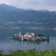 Island Isola San Giulio seen from the holy mountain